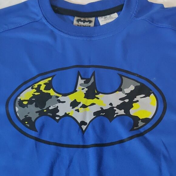 Batman Blue Polyester Sleeveless Tee with Camo Logo Size L - Picture 3 of 4